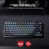 CORSAIR - K65 PLUS WIRELESS 75% RGB Mechanical Pre-Lubricated MLX Red Linear Switch Gaming Keyboa... - Angle