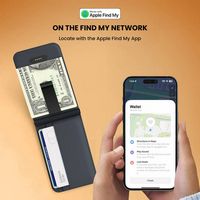 JOURNEY - LOC8 MONEY CLIP MAGSAFE FINDER WALLET AND STAND - MIDNIGHT - Angle