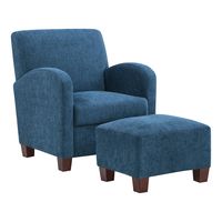 OSP Home Furnishings - Aiden Chair & Ottoman Herringbone - Navy - Angle