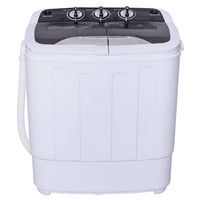 Costway - Compact Mini Twin Tub 8 lb. Washing Machine - White and Grey - Angle