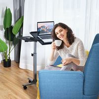 Costway - Mobile Standing Desk Height Adjustable Sit to Stand Laptop Desk - Silver/Black - Angle