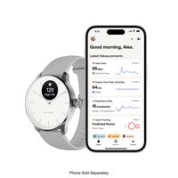 Withings - ScanWatch Light -  Daily Health Hybrid Smartwatch - 37mm - White/Silver - Angle