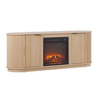 Modern Reeded 60” Fireplace TV Stand with Removable Fireplace Insert - Angle