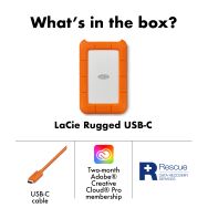 LaCie - Rugged 2TB External USB-C, USB 3.1 Gen 1 Portable Hard Drive - Orange/Silver - Angle