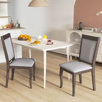 Costway Wood Dining Chairs Set of 2 with Rubber Wood Frame Padded Seat High Backrest - Brown - Angle