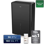TCL - 50 Pint 4500 Sq. Ft. 7.5 Quart Bucket Capacity Smart Portable Dehumidifier with Pump, ENERG... - Angle