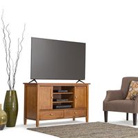 Simpli Home - Warm Shaker SOLID WOOD 47 inch Wide Transitional TV Media Stand in Light Golden Bro... - Angle