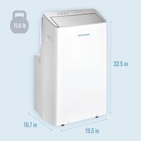 Keystone - 14,000 BTU ASHRAE/12,000 BTU DOE Portable Inverter Air Conditioner with Remote Control... - Angle