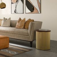 Simpli Home - Demy Metal and Wood Accent Table - Cognac and Gold - Angle