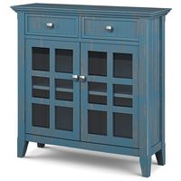 Simpli Home - Acadian Entryway Storage Cabinet - Distressed Coastal Blue - Angle