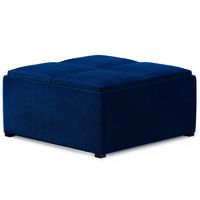 Simpli Home - Avalon Square Coffee Table Storage Ottoman - Blue - Angle