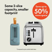 Bella - Fits-anywhere Kitchenware: 2-Slice Slim Toaster - Surf - Angle