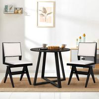 Costway Mid Century Modern Dining Chairs Set of 2 Faux Shearling Upholstered Dinner Chairs - Blac... - Angle