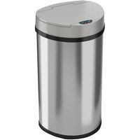 iTouchless - 13-Gal. Touchless Semi-Round Trash Can - Brushed Silver - Angle