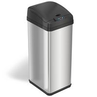 iTouchless - 13-Gal. Touchless Trash Can - Stainless Steel - Angle