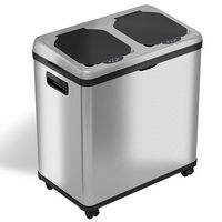 iTouchless - 16-Gal. Touchless Recycle Trash Can - Stainless Steel - Angle
