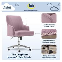 Serta - Leighton Modern Memory Foam & Twill Fabric Home Office Chair - Lilac - Angle