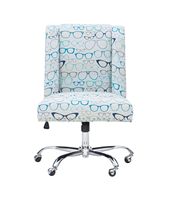 Linon Home Décor - Donora Glasses Print Fabric Adjustable Office Chair With Chrome Base - Blue - Angle