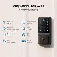 Smart Lock C210 WiFi Replacement Deadbolt Unlock with eufy App, Keypad, Smart Devices - Black - Angle