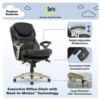 Serta - Upholstered Back in Motion Health & Wellness Office Chair with Adjustable Arms - Bonded L... - Angle