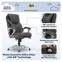 Serta - Bryce Bonded Leather Executive Office Chair with AIR Technology - Gray - Angle