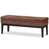 Simpli Home - Carlson Ottoman Bench - Distressed Saddle Brown - Angle