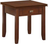 Simpli Home - Artisan Square Solid Pine Wood 1-Drawer End Table - Brown - Angle