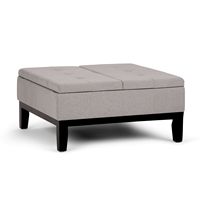 Simpli Home - Dover 36 inch Wide Contemporary Square Coffee Table Storage Ottoman - Gray Cloud - Angle