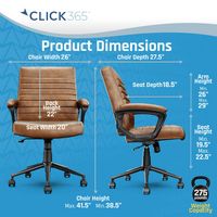 Click365 - Transform 3.0 Extra Comfort Ergonomic Mid-Back Desk Chair - Cognac - Angle