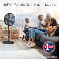 Lasko - 18 in. Oscillating 3-Speed Adjustable Large Room Pedestal Fan - Black - Angle