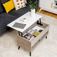 Costway 31.5''  Lift Top CoffeeTable ModernTable W/ Hidden Compartment&Wood Legs For Home - Grey - Angle