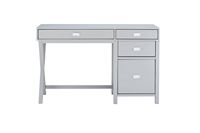 Linon Home Décor - Penrose Four-Drawer Side Storage Desk - Gray Paint / Silver Hardware - Angle