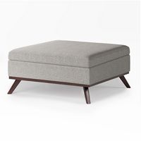 Simpli Home - Owen Square Coffee Table Storage Ottoman - Cloud Grey - Angle