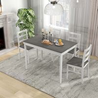 Costway 5-Piece Dining Set Solid Wood Kitchen Furniture with Rectangular Table & 4 Chairs Grey - ... - Angle