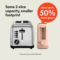 Bella - Fits-anywhere Kitchenware: 2-Slice Slim Toaster - Blossom - Angle