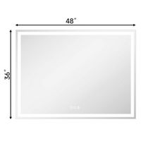 LOVMOR - 48 x 36 Inches Tempered Glass LED Bathroom Mirror with Anti-Fog & 3-Color Dimmable Light... - Angle