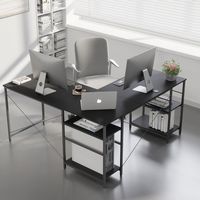Bestier 59inch L Shaped Desk with Shelves Home Office Gaming Computer Desk - black - Angle