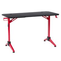 CorLiving - Conqueror Gaming Desk with LED Lights - Red and Black - Angle