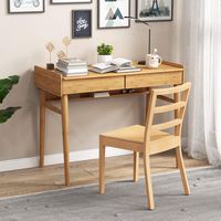 Costway - Bamboo Writing Desk with Storage Drawers and Open Shelf - 39.5
