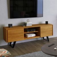 Simpli Home - Lowry TV Media Stand in Oak - Oak - Angle