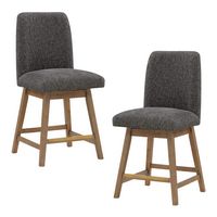 OSP Home Furnishings - Finley 26” Swivel Counter Stool 2Pk - Charcoal/Med Oak - Angle