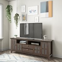 Simpli Home - Artisan SOLID WOOD 72 inch Wide Transitional TV Media Stand in Farmhouse Brown For ... - Angle