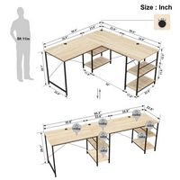 Bestier - 59inch L Shaped Desk with Shelves Home Office Gaming Computer Desk - light OAK - Angle