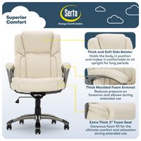Serta - Garret Bonded Leather Executive Office Chair with Premium Cushioning - Ivory White - Angle