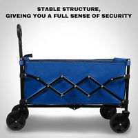 Bestier Upgraded Folding Wagon with Adjustable Handle with Wheels - Blue - Angle