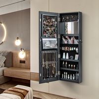 Costway - LED Mirror Jewelry Cabinet Wall/Door Mounted  47