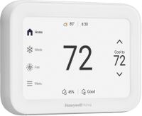 Honeywell Home - X8S Smart Thermostat with Video Doorbell Compatibility, and IAQ Control - White - Angle