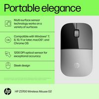 HP - Z3700 G2 Wireless Blue LED Mouse - Wireless - Natural Silver - Angle