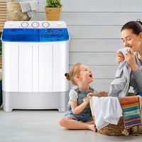 Costway - 13.2 lb. Portable Twin Tub Washing Machine Washer and Spinner 8.8 lb. - Blue and White - Angle