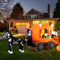 Costway - 10.2 ft Long Halloween Inflatable Carriage LED Lighted Carriage w/ Pumpkin 2 Ghosts Wit... - Angle